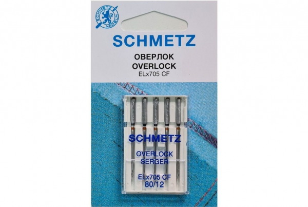 Иглы Schmetz для оверлока ELx705 CF №80, 5 шт в Асино
