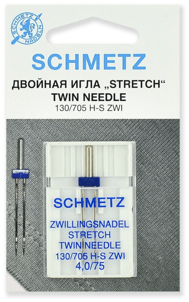 Иглы Schmetz стрейч двойные 130/705 H-S ZWI 4,0/75, 1 шт в Асино